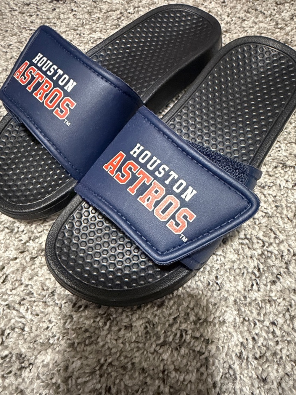 Navy Slide Sandals for Men - Team Logo Strap